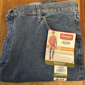 Wrangler Mens 40x30 Five Star Premium Relaxed Fit Denim Jeans NEW mid-Rise